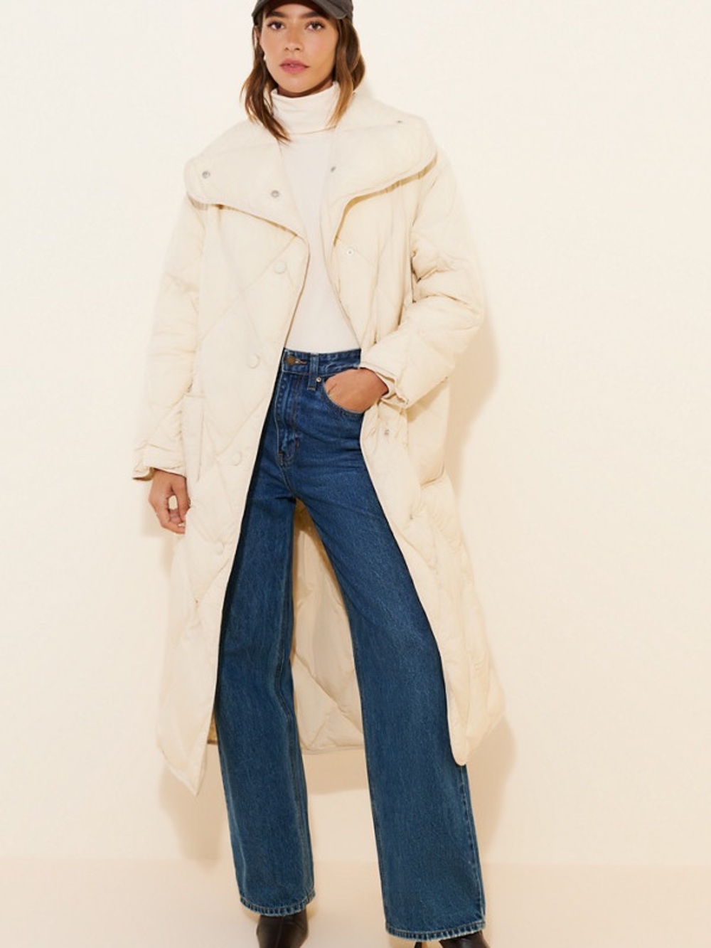 We The Free Joanna Maxi Puffer Jacket in Cream